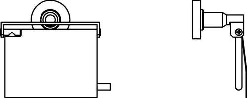 Papierrollenhalter von Ideal Standard, dargestellt in einer technischen Zeichnung. Sichtbar sind Halterung und Mechanismus für eine Papierrolle, in einer funktionalen Bauweise.